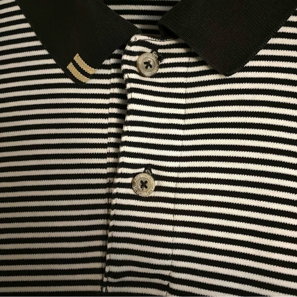 Ashworth Black And White Striped Polo Shirt Golf Logo Size XL Preppy Classic - Picture 6 of 8